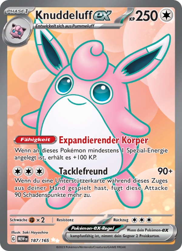 Knuddeluff-ex 187 — 151 (German Pokémon TCG card)