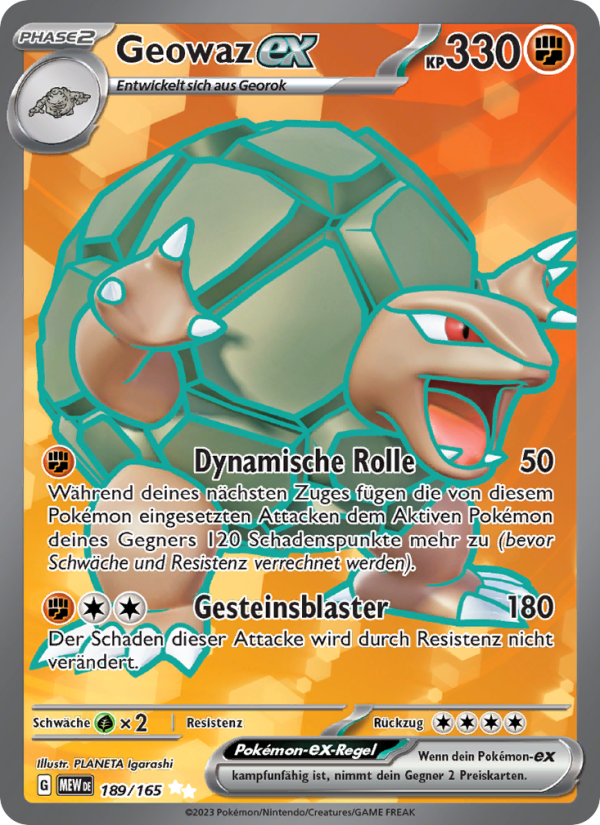Geowaz-ex 189 — 151 (German Pokémon TCG card)