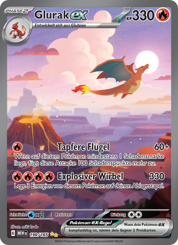 Glurak-ex 199 — 151 (German Pokémon TCG card)