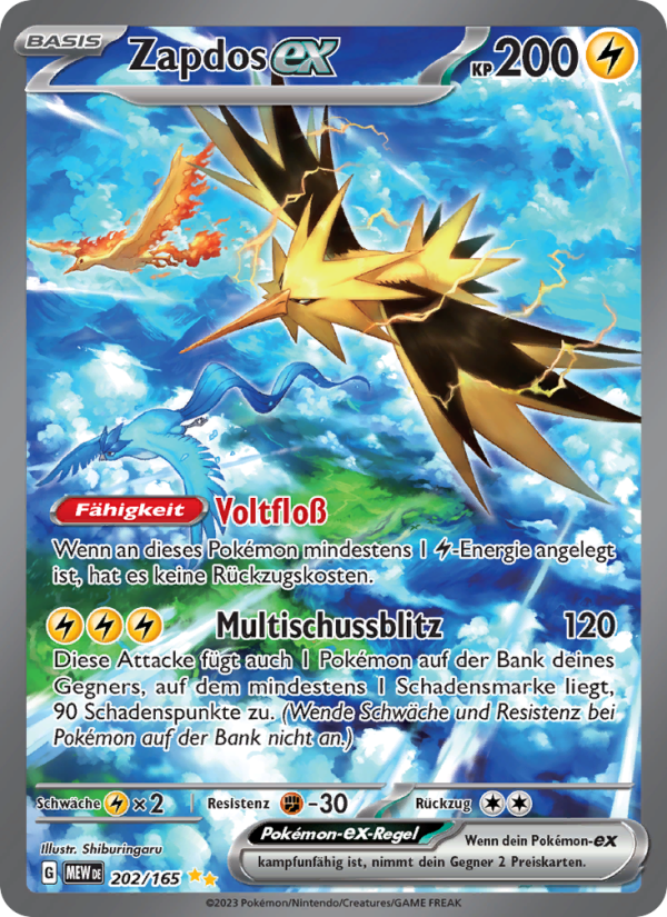 Zapdos-ex 202 — 151 (German Pokémon TCG card)