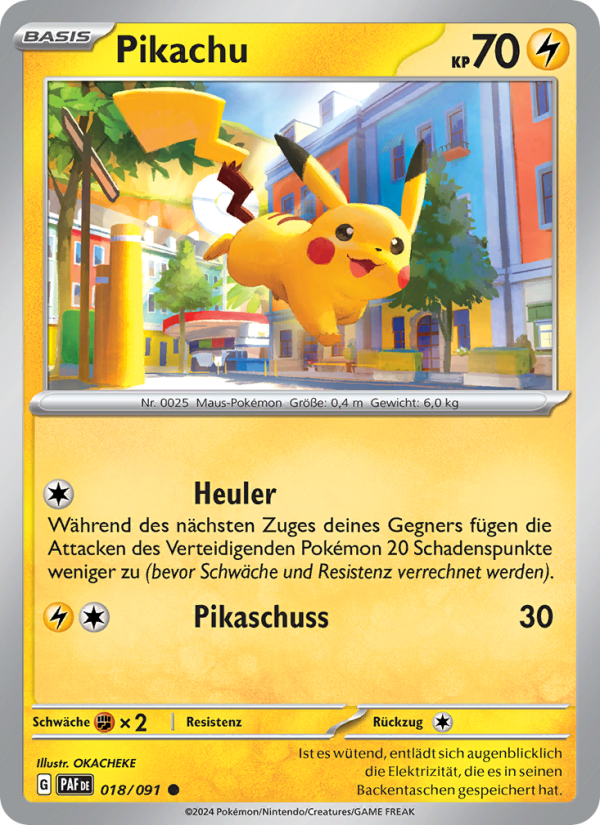 Pikachu 018 — Paldeas Schicksale (German Pokémon TCG card)