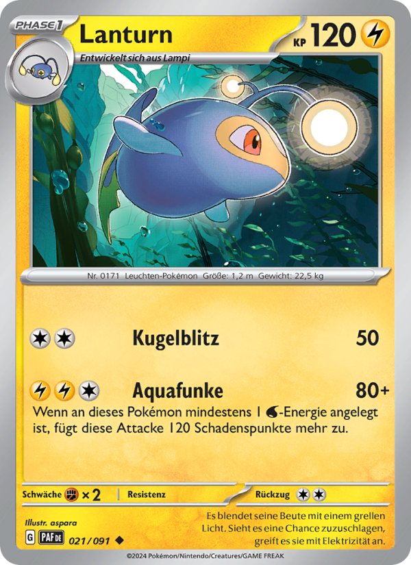 Lanturn 021 — Paldeas Schicksale (German Pokémon TCG card)