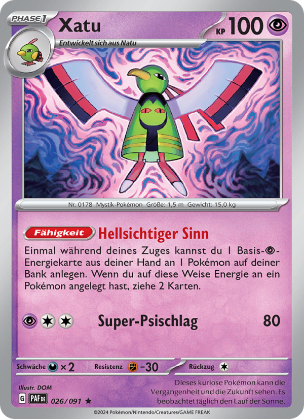 Xatu 026 — Paldeas Schicksale (German Pokémon TCG card)