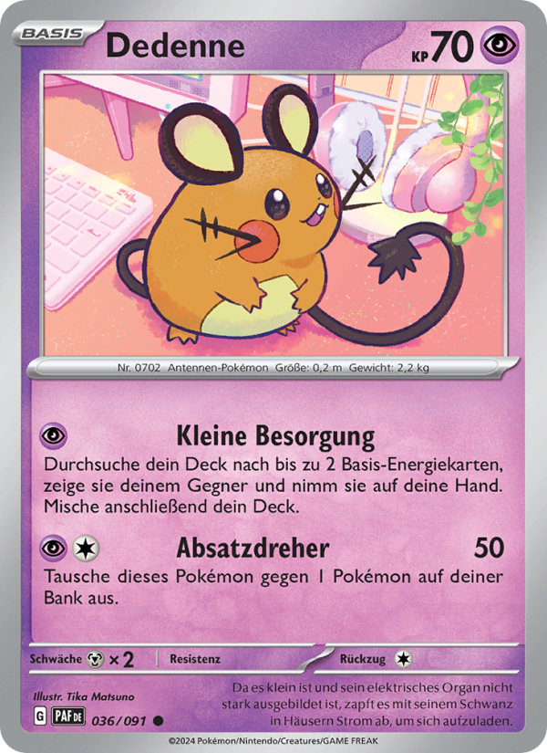 Dedenne 036 — Paldeas Schicksale (German Pokémon TCG card)