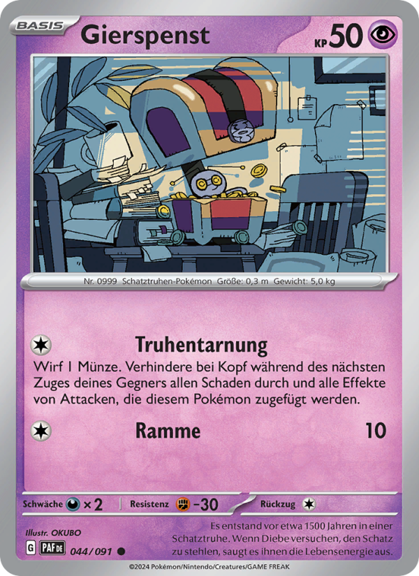 Gierspenst 044 — Paldeas Schicksale (German Pokémon TCG card)