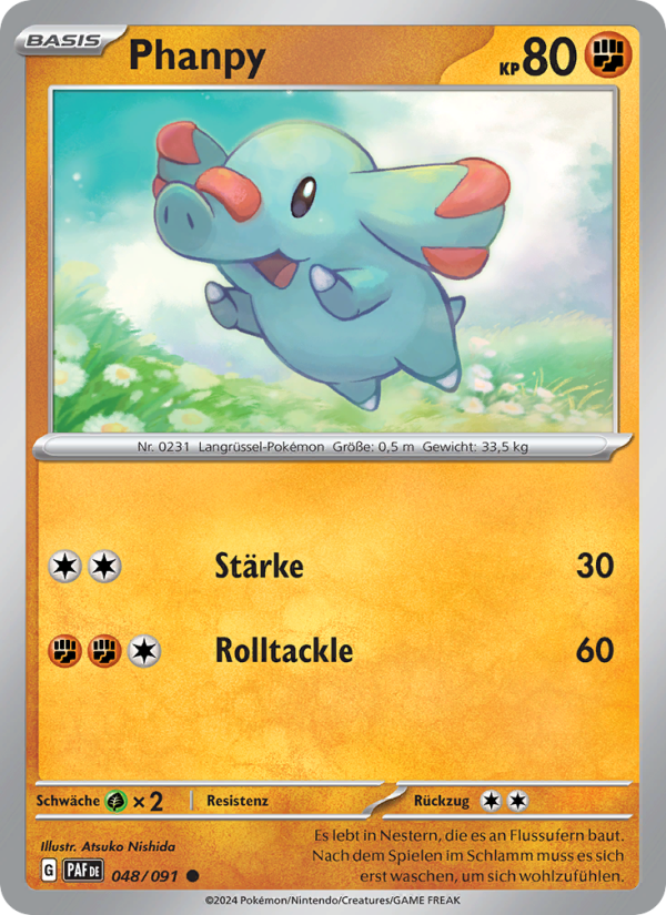 Phanpy 048 — Paldeas Schicksale (German Pokémon TCG card)