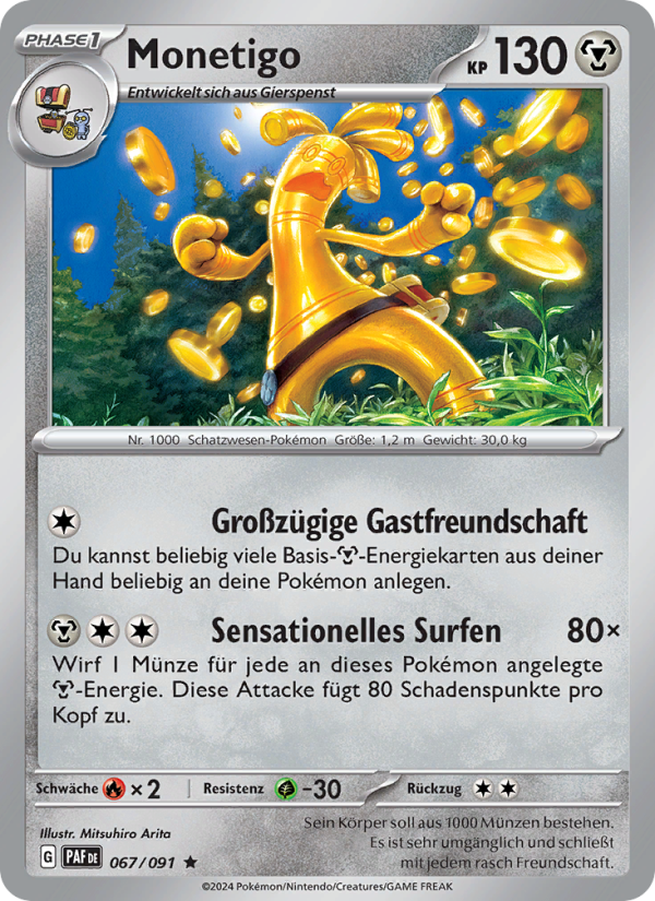 Monetigo 067 — Paldeas Schicksale (German Pokémon TCG card)