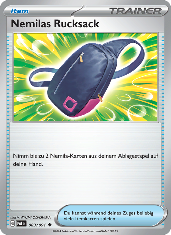 Nemilas Rucksack 083 — Paldeas Schicksale (German Pokémon TCG card)