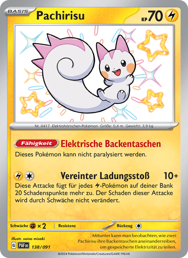 Pachirisu 138 — Paldeas Schicksale (German Pokémon TCG card)