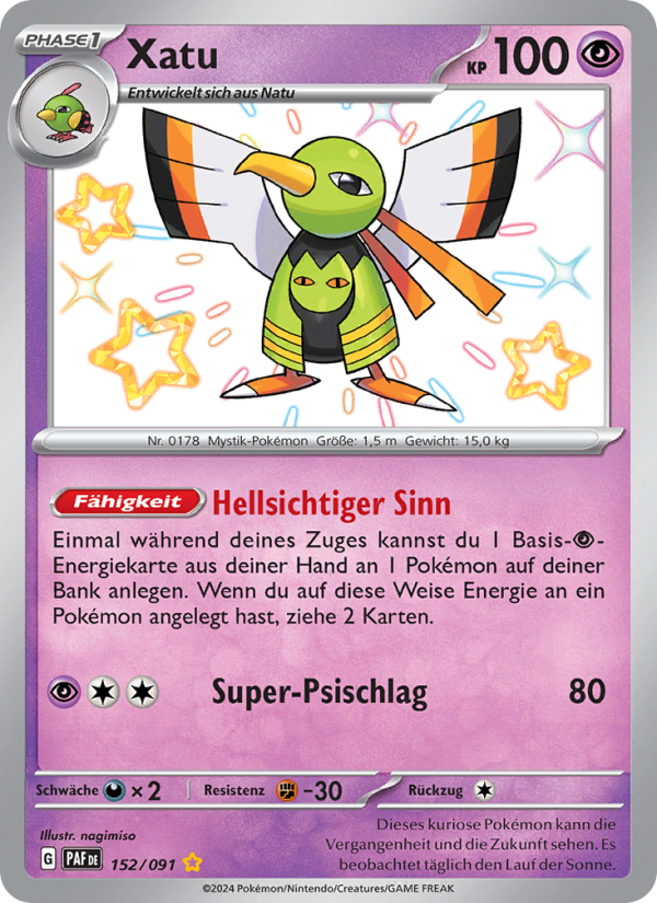 Xatu 152 — Paldeas Schicksale (German Pokémon TCG card)