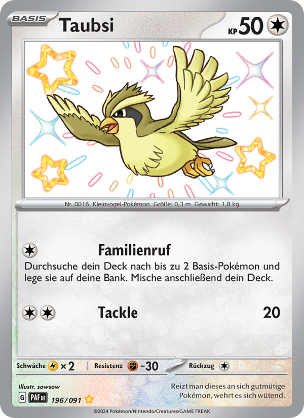 Taubsi 196 — Paldeas Schicksale (German Pokémon TCG card)