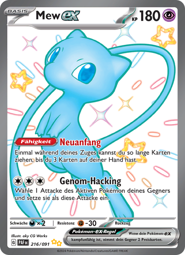 Mew-ex 216 — Paldeas Schicksale (German Pokémon TCG card)