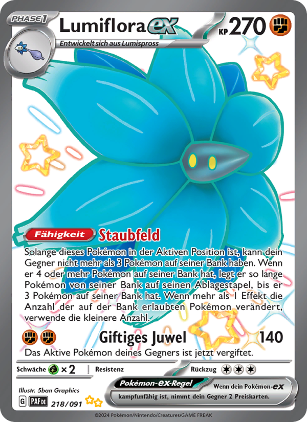 Lumiflora-ex 218 — Paldeas Schicksale (German Pokémon TCG card)