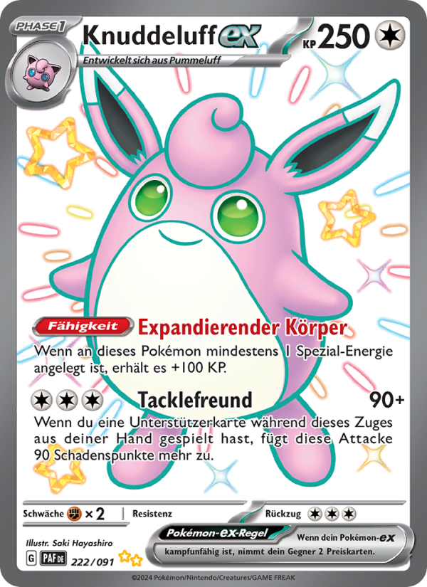 Knuddeluff-ex 222 — Paldeas Schicksale (German Pokémon TCG card)