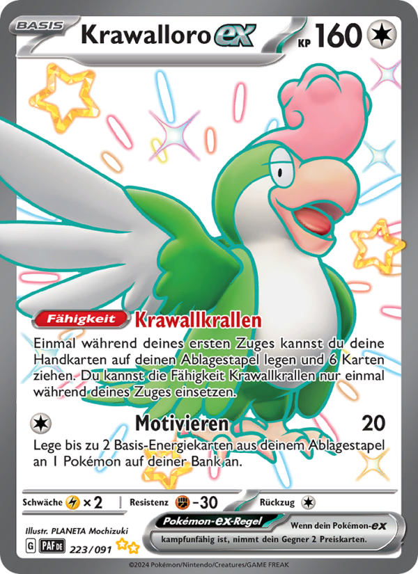 Krawalloro-ex 223 — Paldeas Schicksale (German Pokémon TCG card)
