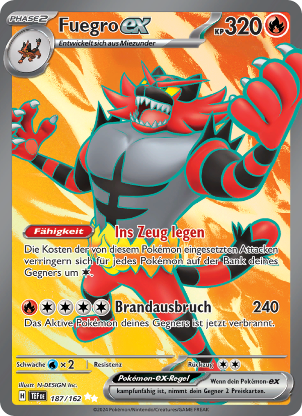 Fuegro-ex 187 — Temporal Forces (German Pokémon TCG card)