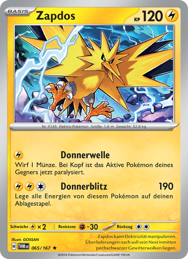 Zapdos 065 — Twilight Masquerade (German Pokémon TCG card)