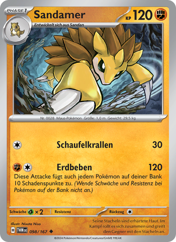 Sandamer 098 — Twilight Masquerade (German Pokémon TCG card)