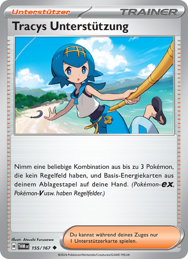 Tracys Unterstützung 155 — Twilight Masquerade (German Pokémon TCG card)