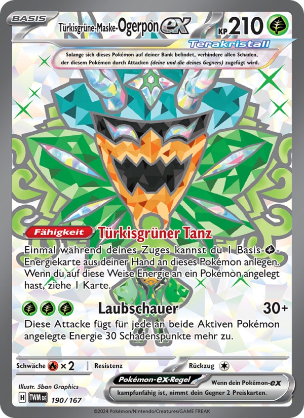Türkisgrüne-Maske-Ogerpon-ex 190 — Twilight Masquerade (German Pokémon TCG card)