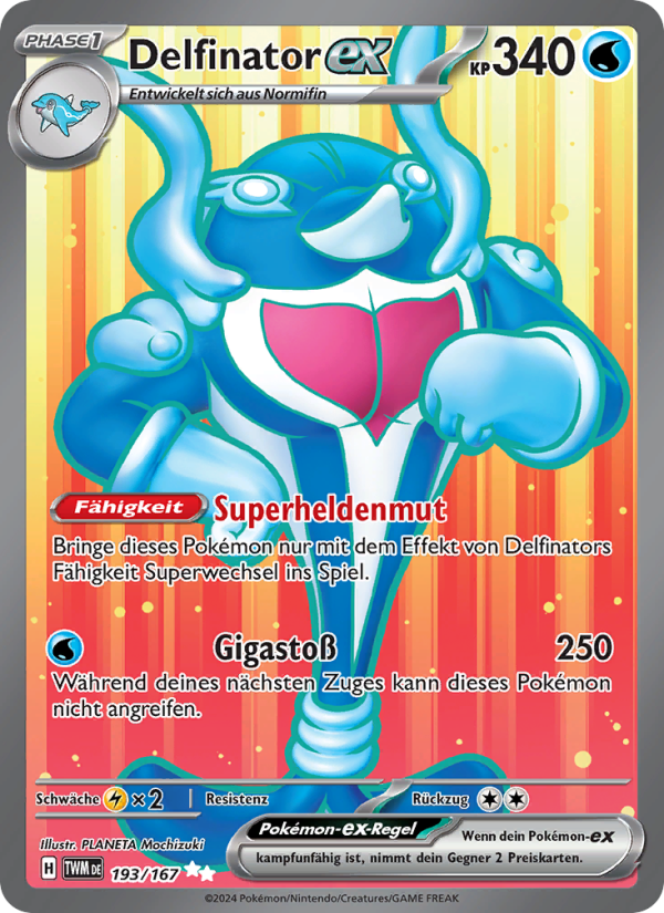Delfinator-ex 193 — Twilight Masquerade (German Pokémon TCG card)