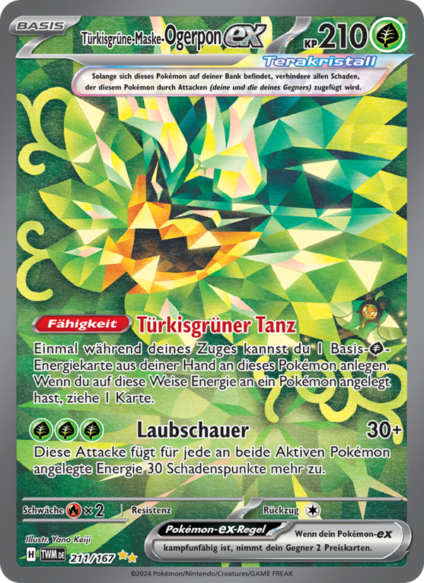 Türkisgrüne-Maske-Ogerpon-ex 211 — Twilight Masquerade (German Pokémon TCG card)