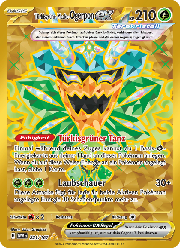 Türkisgrüne-Maske-Ogerpon-ex 221 — Twilight Masquerade (German Pokémon TCG card)
