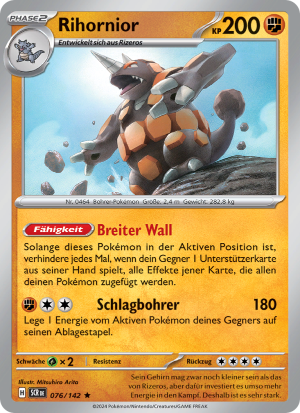 Rihornior 076 — Stellar Crown (German Pokémon TCG card)
