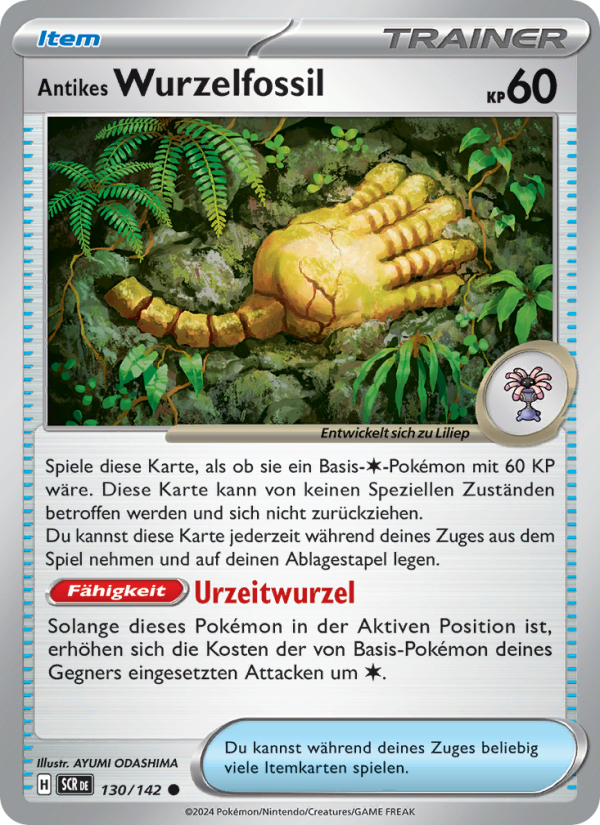 Antikes Wurzelfossil 130 — Stellar Crown (German Pokémon TCG card)