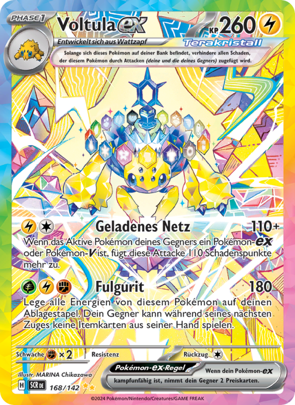 Voltula-ex 168 — Stellar Crown (German Pokémon TCG card)