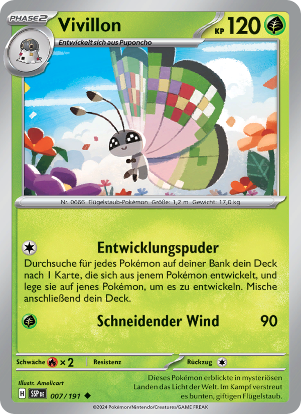 Vivillon 007 — Surging Sparks (German Pokémon TCG card)