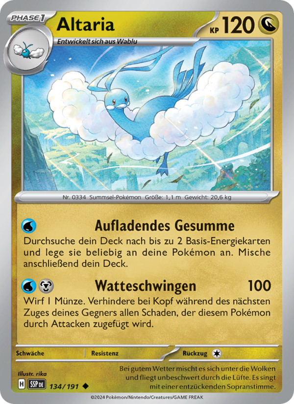 Altaria 134 — Surging Sparks (German Pokémon TCG card)