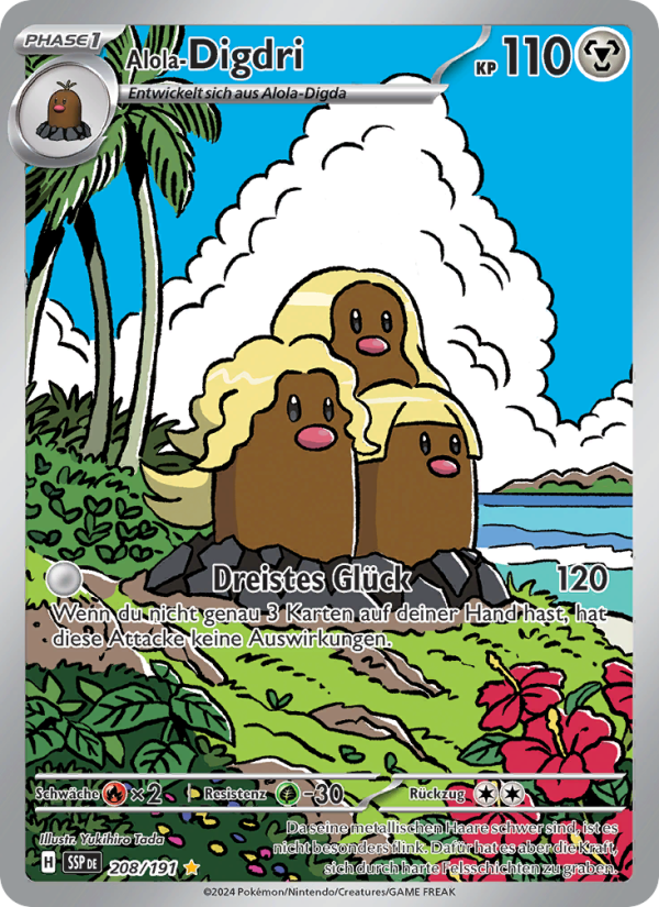 Alola-Digdri 208 — Surging Sparks (German Pokémon TCG card)