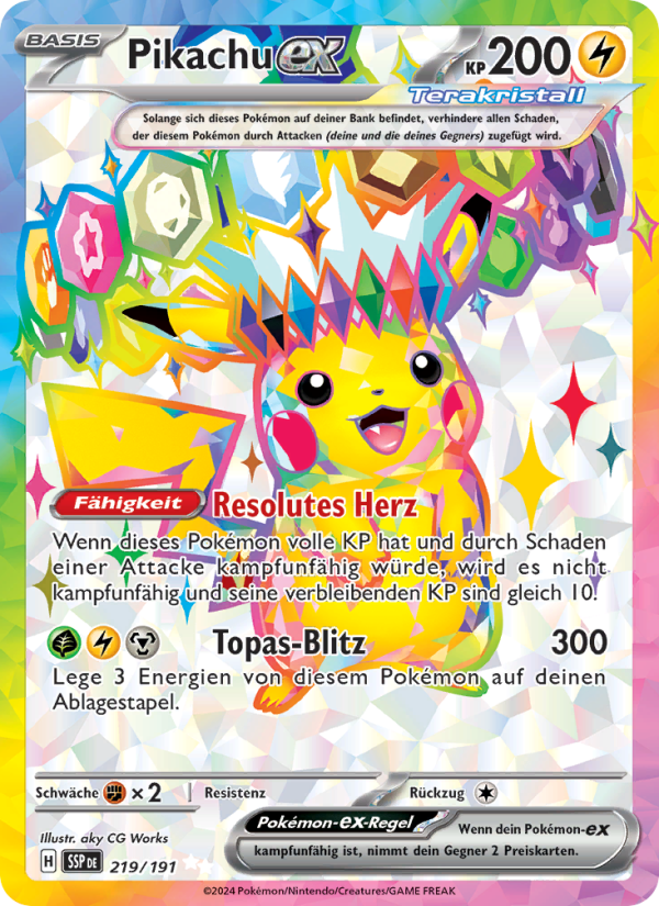 Pikachu-ex 219 — Surging Sparks (German Pokémon TCG card)