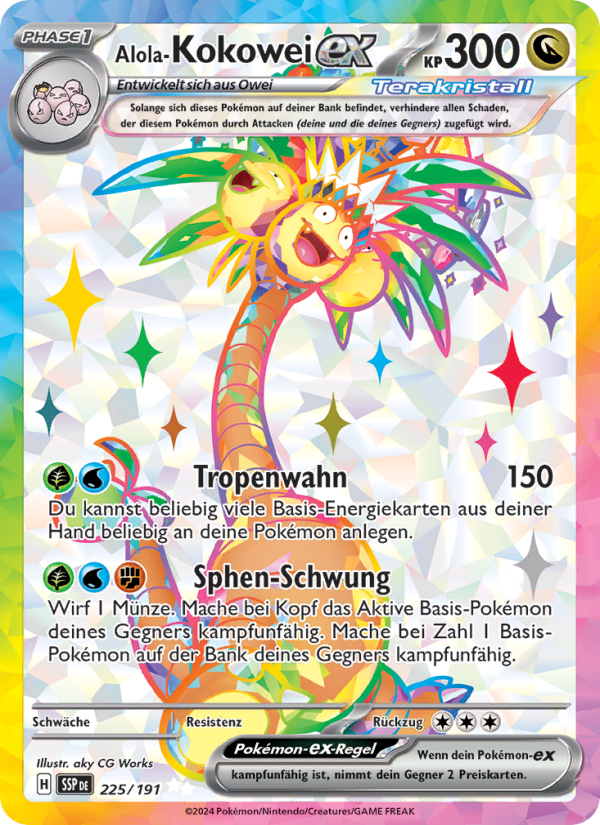 Alola-Kokowei-ex 225 — Surging Sparks (German Pokémon TCG card)