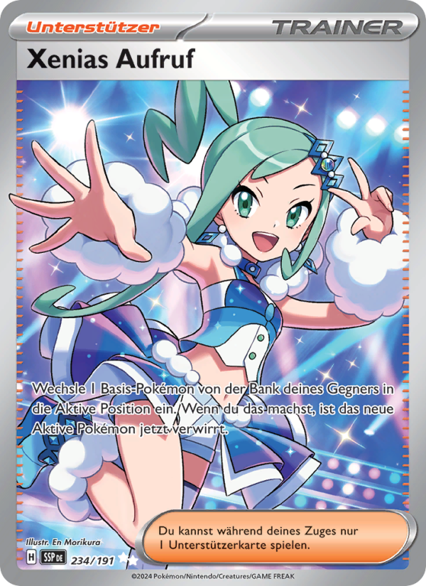 Xenias Aufruf 234 — Surging Sparks (German Pokémon TCG card)
