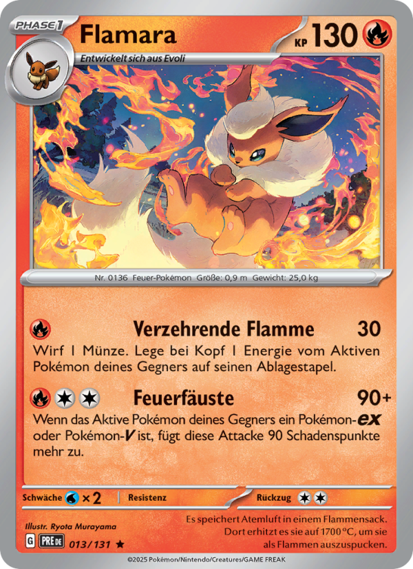 Flamara 013 — Prismatische Entwicklungen (German Pokémon TCG card)