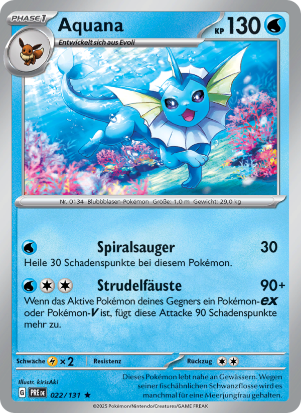 Aquana 022 — Prismatische Entwicklungen (German Pokémon TCG card)