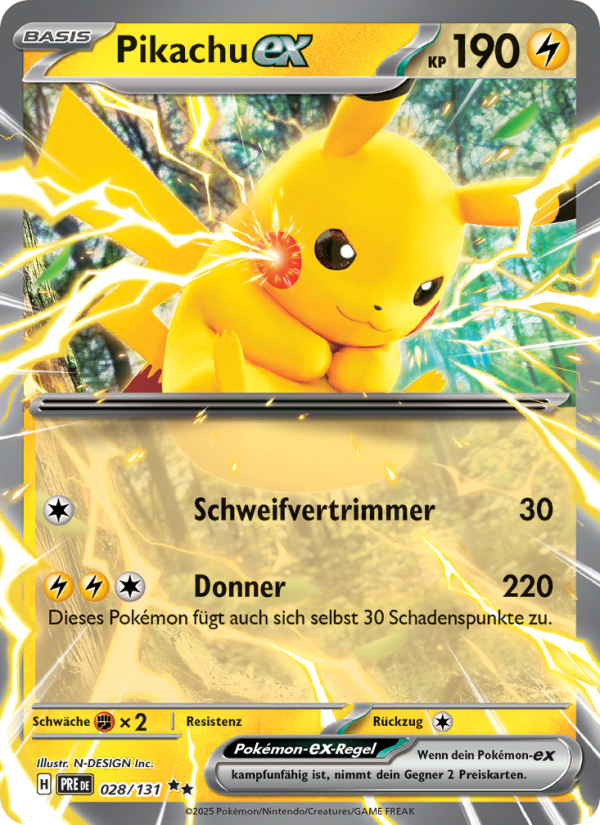 Pikachu-ex 028 — Prismatische Entwicklungen (German Pokémon TCG card)