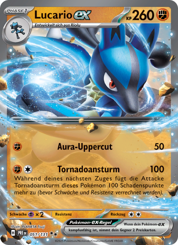 Lucario-ex 051 — Prismatische Entwicklungen (German Pokémon TCG card)
