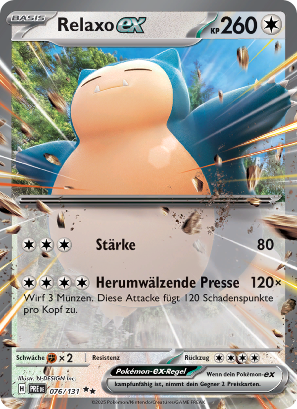 Relaxo-ex 076 — Prismatische Entwicklungen (German Pokémon TCG card)