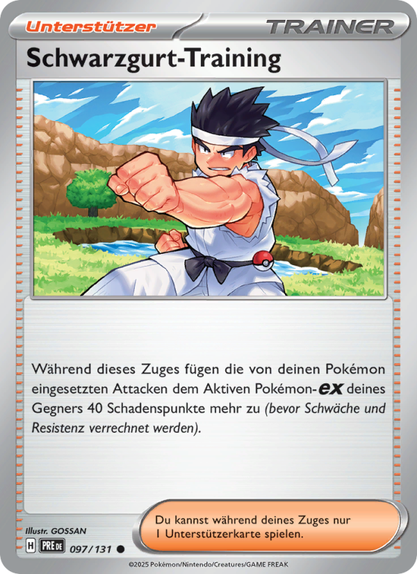 Schwarzgurt-Training 097 — Prismatische Entwicklungen (German Pokémon TCG card)