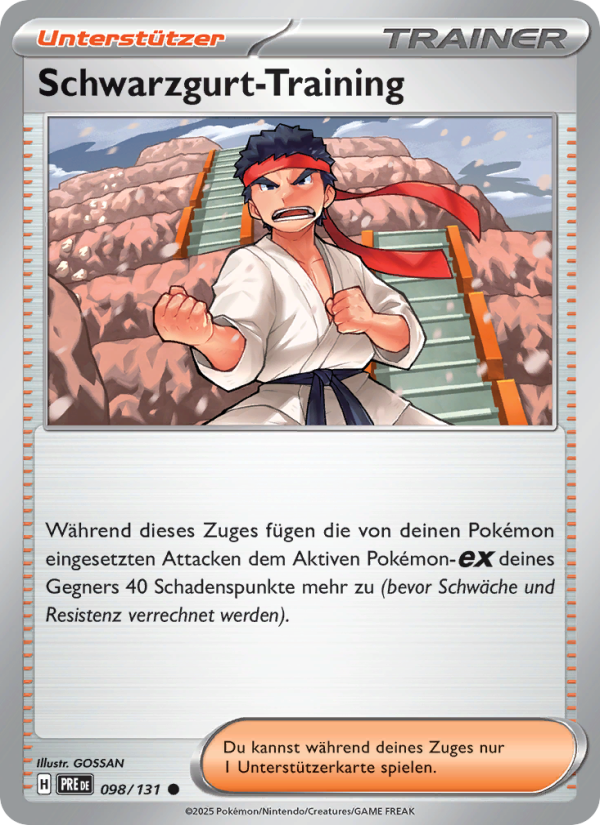 Schwarzgurt-Training 098 — Prismatische Entwicklungen (German Pokémon TCG card)