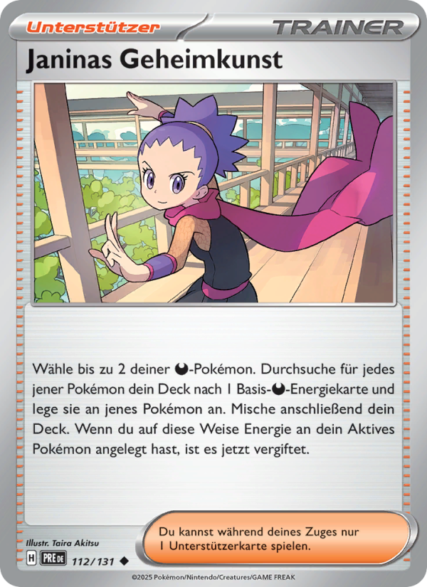 Janinas Geheimkunst 112 — Prismatische Entwicklungen (German Pokémon TCG card)