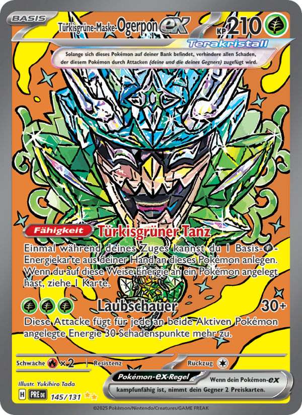Türkisgrüne-Maske-Ogerpon-ex 145 — Prismatische Entwicklungen (German Pokémon TCG card)