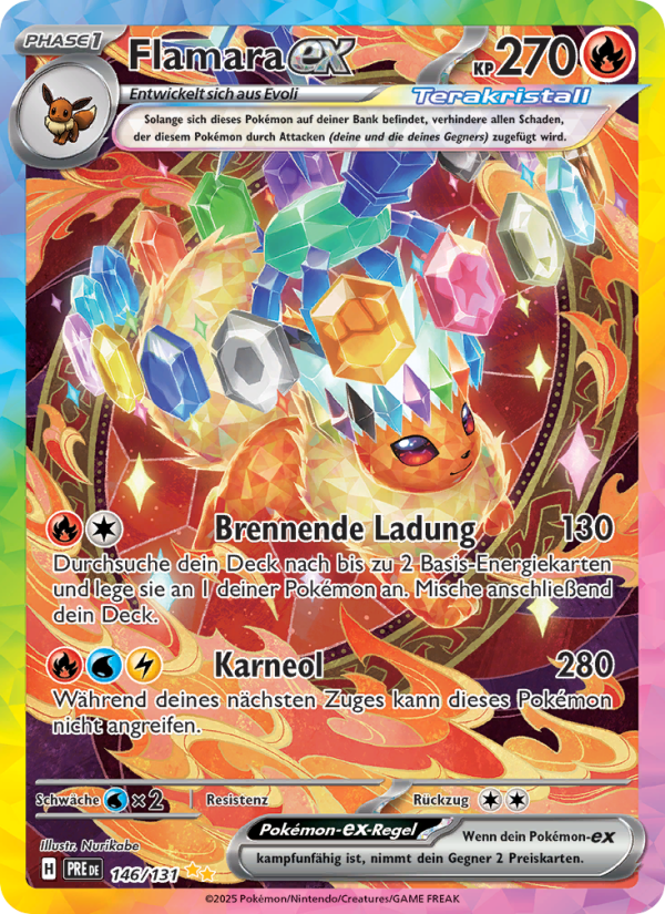 Flamara-ex 146 — Prismatische Entwicklungen (German Pokémon TCG card)