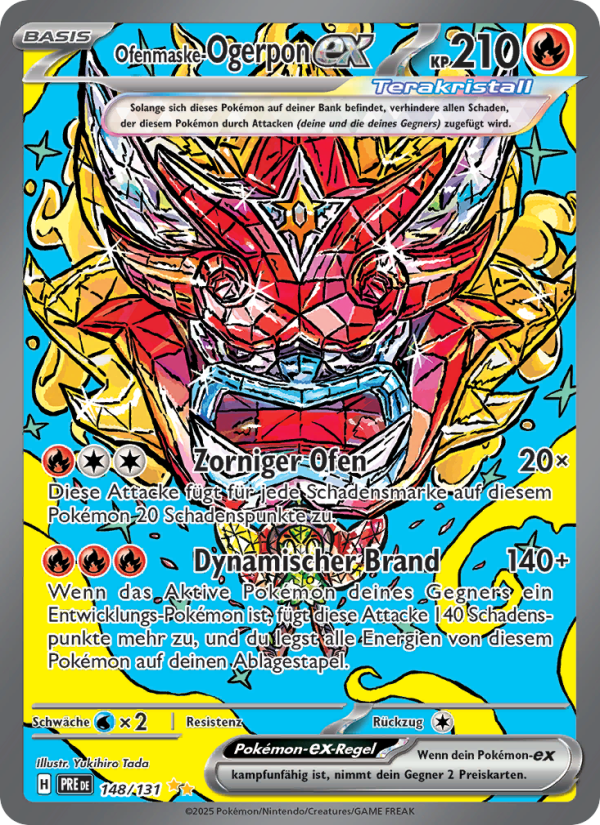 Ofenmaske-Ogerpon-ex 148 — Prismatische Entwicklungen (German Pokémon TCG card)