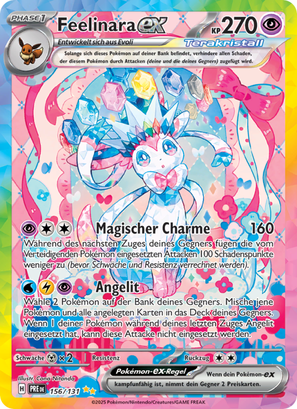 Feelinara-ex 156 — Prismatische Entwicklungen (German Pokémon TCG card)