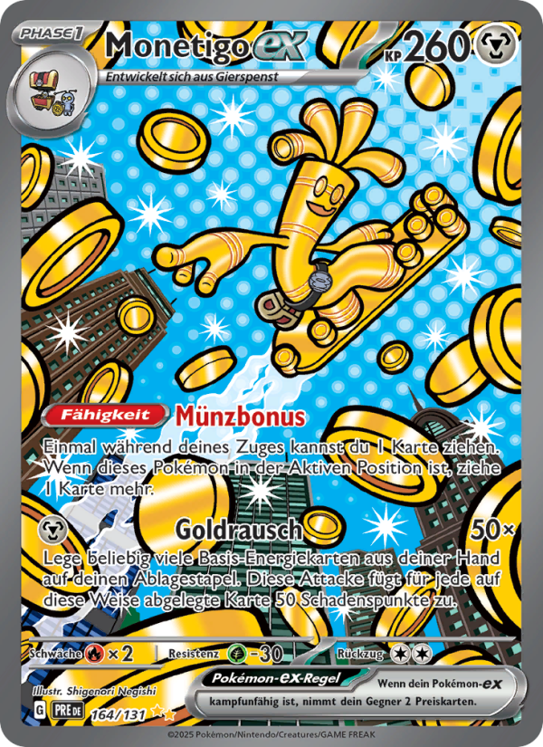 Monetigo-ex 164 — Prismatische Entwicklungen (German Pokémon TCG card)