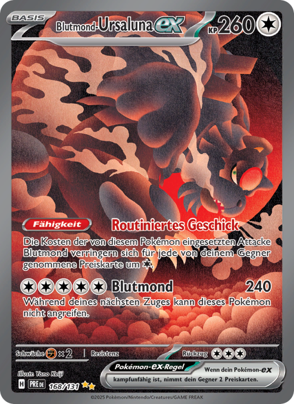 Blutmond-Ursaluna-ex 168 — Prismatische Entwicklungen (German Pokémon TCG card)